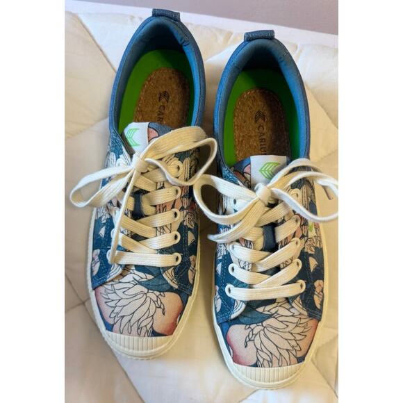 NWOT Cariuma + HOKUSAI MFA Boston OCA Low Sneakers Peonies Print Size 8.5 - Picture 2 of 6